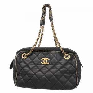 Chanel Matelasse Shoulder Bag with Chain Bag, Black Leather, Women's, P2246110